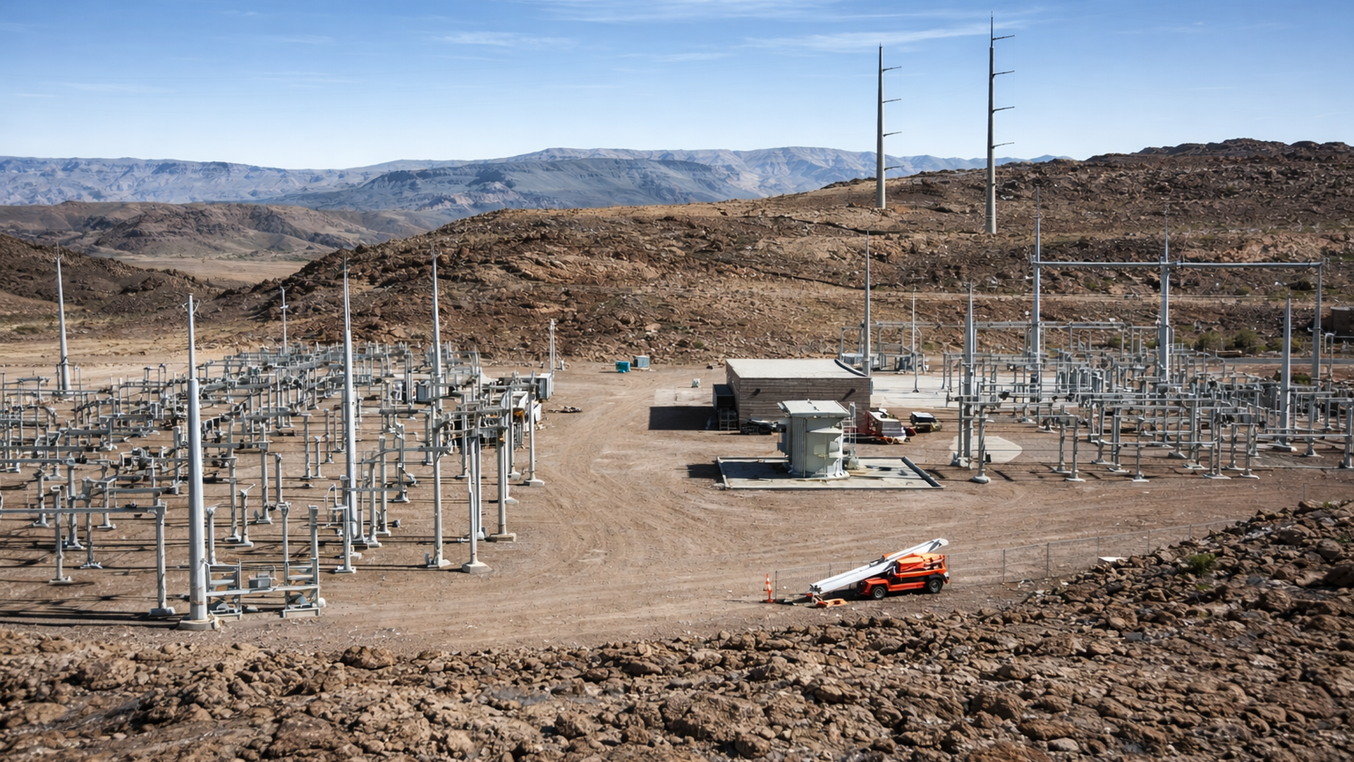 An electric substation in the desert